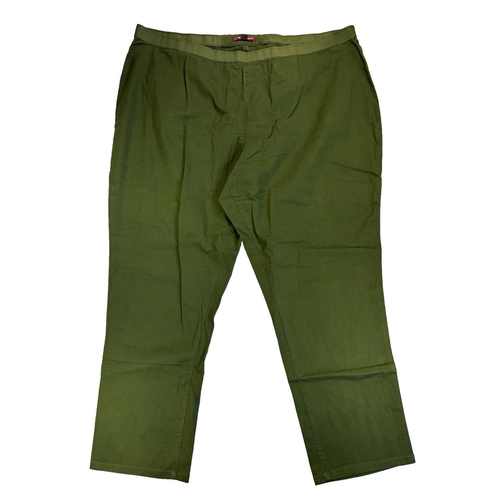 Jessica London Women's 28P BOHO Cottagecore Green Pull On Travel Stretch Pants